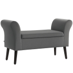 HOMCOM Ławeczka z miejscem na przechowywanie, składana pokrywa, miękka siedziska, aksamitny wygląd, 111,5x41x65 cm, Szara