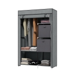 HOMCOM Szafa z tkaniny, Szafa składana z szufladami, Szafa ubraniowa z drążkiem na ubrania, Zamek błyskawiczny, Garderoba do sypialni, Tkanina włókienna, Ciemnoszary, 102 x 42,5 x 162,5 cm