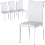 HOMCOM Lot de 4 chaises de salle à manger, chaises de cuisine, capitonnage rhombique et pieds en métal, 41x50x91cm, blanc
