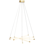 HOMCOM Lampa wisząca LED z 5 regulowanymi rurkami świetlnymi, Nowoczesna lampa wisząca 50W do kuchni, jadalni, Złoto+Białe