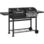 Outsunny Gasgrill BBQ-Grill, inkl. Thermometer, Warmhalteplatten, 161 x 54 x 103 cm, Schwarz + Silber