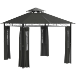 Outsunny Pavillon Partyzelt Gartenpavillon, 3 x 3 x 2, 88 m, Dunkelgrau