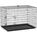 PawHut Jaula para Perros Plegable Transportín para Perros con 2 Puertas Bandeja Extraíble y Asa 121x76,5x81 cm Negro
