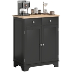 HOMCOM Meuble de rangement buffet salon avec placards, 2 tiroirs et étagères réglables, 68x40,3x85cm, noir et bois naturel