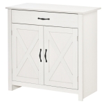 HOMCOM Buffet salon, meuble de rangement avec tiroir, 2 portes de grange et étagère réglable, 80 x 39,7 x 80 cm, blanc