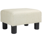 HOMCOM Pouf repose-pied tabouret bas en tissu de lin capacité de charge 110 Kg 40 x 30 x 24 cm beige