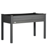 Outsunny Raised Bed for Garden, Wooden Elevated Planter Box with Bed Liner, for Flower Vegetable Herb, Dark Grey