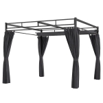 Outsunny Pergola de jardin 3x3 m avec toit rétractable et rideaux Protection UV30+ Structure métallique pour patio terrasse Gris