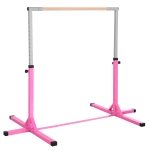 HOMCOM Height Adjustable Gymnastics Horizontal Bar For Kids Home Gym Training Children Junior Kip High Bar Fitness Pink