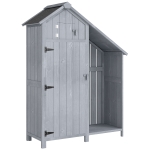 Outsunny Armadio da Giardino con Tetto in Asfalto, Resistente alle Intemperie, in Legno, 129x51,5x180 cm, Grigio