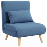 HOMCOM Poltrona convertibile 3 in 1 poltrona-letto 1 posto schienale 5 posizioni in tessuto con cuscino, blu