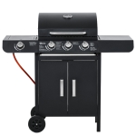 Outsunny Barbecue a gas con 3 bruciatori e fornello laterale, 110x50x100 cm, Nero