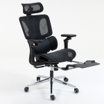 HOMCOM Scaun de birou ergonomic Scaun pentru birou cu suport lombar și suport cap reglabile, cotiere 5D rabatabile, suport picioare, plasă Negru