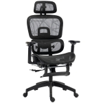 HOMCOM Sedia da ufficio, ergonomica con rivestimento in rete, regolabile, su ruote, con braccioli, poggiatesta, Nero
