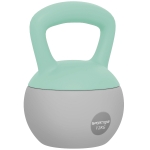 SPORTNOW Pesa Rusa 12 kg Kettlebell Relleno de Arena Metálica Mango Antideslizante para Entreno en Casa 21x21x30 cm Verde y Gris