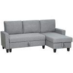 HOMCOM Three-Seater Storage Sofa Bed - Grey