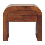 Solid Mango Wood Drum-Style Bedside Table with Smooth-Gliding Drawer, Handcrafted Desk with Stain Finish, 35L x 45W x 40H cm, Brown