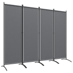 Outsunny 4 Panel Folding Room Divider, 1.7m Privacy Screen with Wide Feet, Portable Freestanding Metal Partition Separator for Office, Living Room, Bedroom, Dining Room, Dark Grey