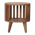 Ariella 100% Solid Mango Wood Single-Shelf Bedside Table with Nordic Legs, Hand-finished Desk with Open Shelf, 26L x 36W x 40H cm, Brown