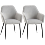 HOMCOM Conjunto 2 Cadeiras de Sala Nórdicas com Encosto e Braços Curvos e Assento Estofado, 54x57x80 cm, Cinza