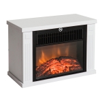 HOMCOM Camino Elettrico da Terra con Effetto Fiamma, Potenza Regolabile 600/1200W, Copertura 10-15m², Bianco