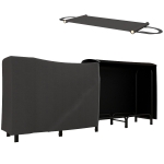 Outsunny Portalegna da Interno ed Esterno in Metallo con Telo Porta Legna e Copertura, 240x36x99cm, Nero