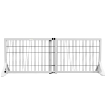 PawHut Barreira de segurança para cães barreira de proteção de 2 painéis largura ajustável 101-181 cm em madeira aço branco
