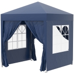 Outsunny Gazebo Pieghevole Pop Up 2x2 m con 4 Pareti Rimovibili in Poliestere e Acciaio, Blu