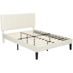 HOMCOM Estrutura de Cama Casal 140x190 cm Cama 2 Pessoas Cabeceira Regulável Base de Cama 150x198x101/106/111/116/121 cm Creme