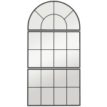HOMCOM Espelho de parede arqueado espelho em forma de janela conjunto de 3 peças armação em metal 76 x 43 cm preto