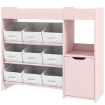 AIYAPLAY Meuble rangement enfant étagère de rangement pour jouets enfants avec 9 tiroirs en tissu et placard, rose