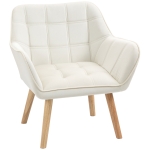 HOMCOM Fauteuil style scandinave dossier haut et accoudoirs, revêtement en polyester effet velours, 67 x 61,5 x 71 cm, crème