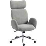 HOMCOM Office Chair with Adjustable Headrest, Spring Pack, Curved Line, Boucle Fabric - Charcoal Grey