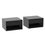 HOMCOM Set of 2 wall-mounted bedside tables, nightstands, drawer, open compartment, top, 37 x 32 x 21 cm, black