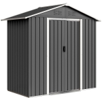 Outsunny Abrigo de Jardim em Metal Grande Espaço de Armazenamento Exterior com Portas deslizantes 194x107x191 cm Cinza Escuro