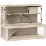 PawHut Jaula para hámster, 3 niveles, casita, accesorios, 100 x 50 x 84 cm, para varios pequeños animales, madera, plástico