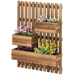 Outsunny Jardinière murale potager avec 3 bacs en bois massif amovibles 60 x 16 x 80 cm
