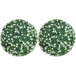 HOMCOM Set of Two Artificial Boxwood Balls Plants - White