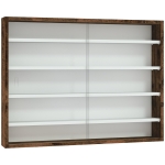 HOMCOM Bacheca Portaoggetti a 4 Ripiani Regolabili, Vetrina a Muro in Vetro e Legno, 80x9.5x60 cm, Marrone