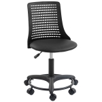 HOMCOM Silla de Escritorio sin Brazos Silla de Oficina Giratoria con Respaldo Hueco Altura Ajustable Negro