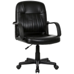 HOMCOM Executive Office Chair for Home, Mid Back PU Leather Computer Desk Chair for Adults with Arm, Wheels, Black