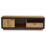 Modern TV Cabinet with App-Controlled LED Lights and USB Power, Media Cabinet with 3 Open Compartments, 160L x 40W x 50H cm, Wood