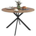 HOMCOM Table à manger ronde pour 4 personnes 120 cm style industriel avec plateau aspect bois, piètement croisé en acier, marron