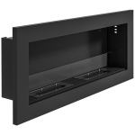 HOMCOM Șemineu Încorporabil pe Bioetanol din Oțel Inoxidabil, cu 2 Arzătoare de 0,85L, 90x15x40 cm, Negru