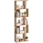 HOMCOM Bibliothèque à 5 niveaux, meuble de rangement en forme de S avec étagères, 60 x 24 x 184,5 cm, effet bois naturel
