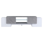 Modern TV Cabinet with App-Controlled LED Lighting, Media Cabinet with 4 Doors and 2 Open Shelves, 180L x 40W x 46.5H cm, Grey+White