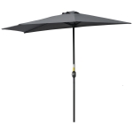 Outsunny Demi parasol parasol de balcon 5 entretoises métal cheminée incluse 2,93 x 1,5 x 2,49 m polyester haute densité gris