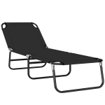 Outsunny Tumbona Plegable Reclinable con Ángulo Ajustable de 5 Posiciones para Jardín Exterior Piscina Terraza Camping Carga 120 kg 188x56x28 cm Negro