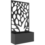 Outsunny Jardinera metálica con enrejado, montaje en pared o uso independiente, macetero con panel de privacidad
