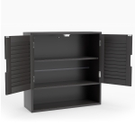 HOMCOM Bathroom Cabinet, Wall Mounted Storage Cabinet with Adjustable Shelves, 60 x 20 x 60 cm, Black